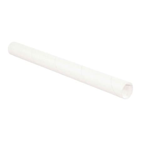 The Packaging Wholesalers Mailing Tubes With Caps, 2" Dia. x 20"L, 0.06" Thick, White, 50/Pack P2020W
